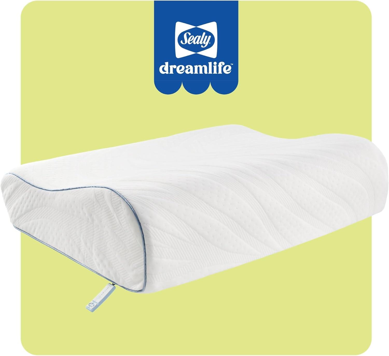 imageSEALY Dreamlife Standard Size Contour Memory Foam Pillow with Surface Guard Technology Removable MachineWashable Cover 1 Year Limited Warranty