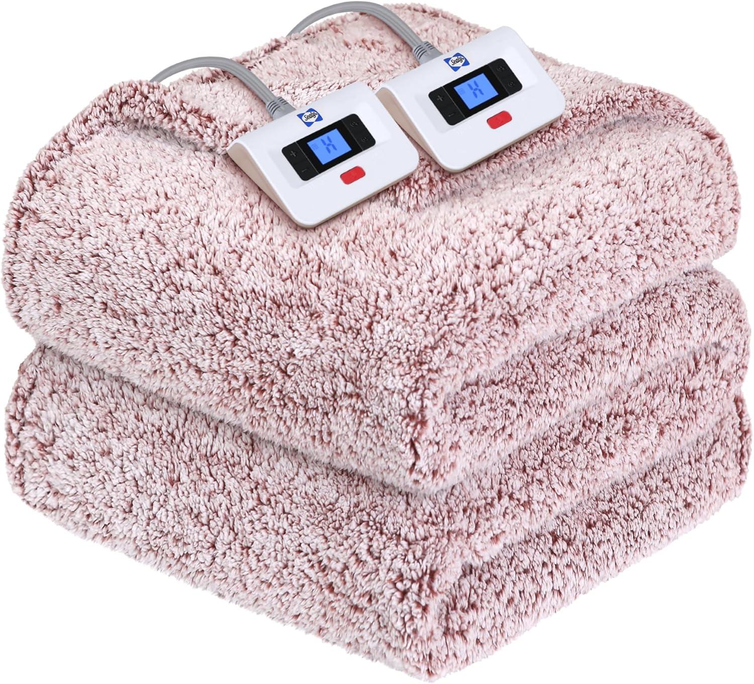 imageSEALY Electric Blanket Heated Throw 50quotx60quot Soft Double Sherpa Super Cozy with 6 Fast Heating Levels ampamp 210 Hours AutoOff OverHeat Protection Machine Washable CharcoalRust