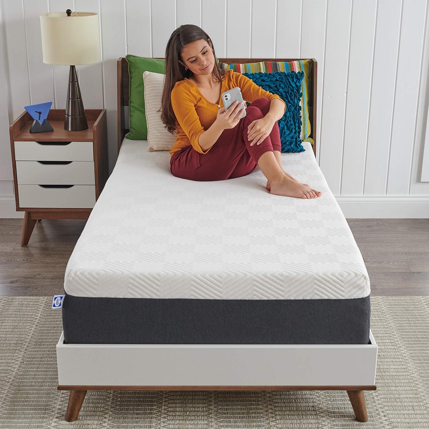 imageSealy 8 Inch Queen Size Foam Bed in a Box Multiple Layers of Foam Help Support Sleep at Night Firm Feel and CertiPurUS Certified KingOnyx