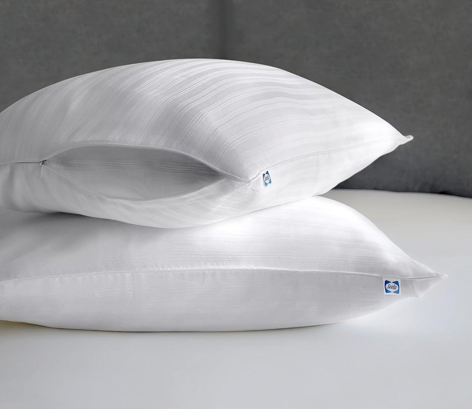 imageSealy Pillow Cover Soft Comfort Bed Pillow Protector 2 Pack StandardQueen Pillow CoverStandardQueen