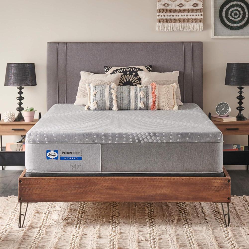 imageSealy Posturepedic 12quot Spring Tight Top Mattress with Cooling Air Gel Foam Hybrid Spring Mattress with Targeted Body Support KingWhite