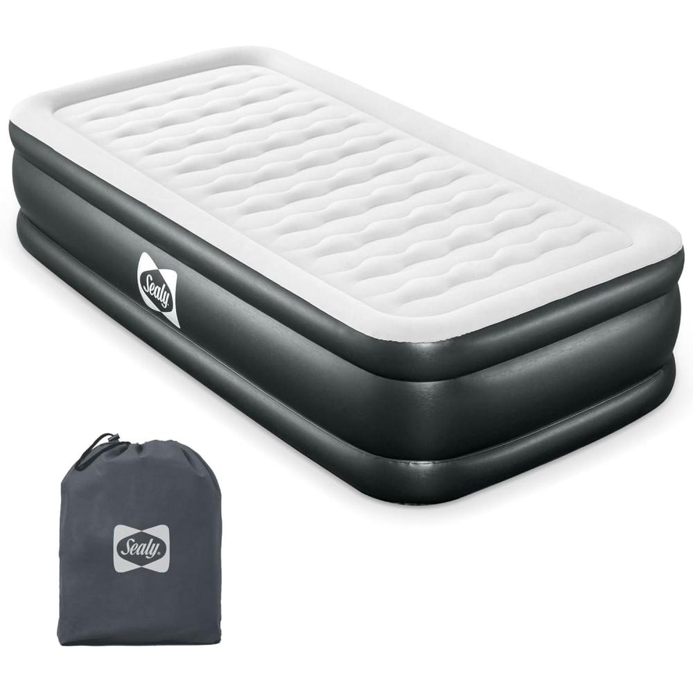 imageSealy Tritech 18quot Inflatable Air Mattress Bed with Builtin Pump Storage Bag and Repair Patch for Indoor and Outdoor Use Twin1