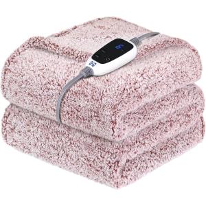 SEALY Electric Blanket Heated Throw 50″x60″ Soft Double Sherpa Super Cozy with 6 Fast Heating Levels & 2-10 Hours Auto-Off, Over-Heat Protection, Machine Washable, Charcoal(Rust)