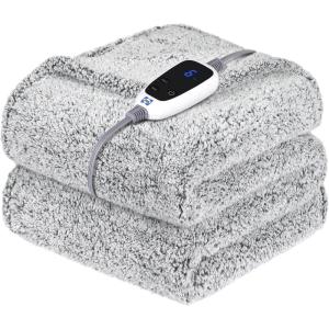 SEALY Electric Blanket Heated Throw 50″x60″ Soft Double Sherpa Super Cozy with 6 Fast Heating Levels & 2-10 Hours Auto-Off, Over-Heat Protection, Machine Washable, Charcoal(Charcoal)