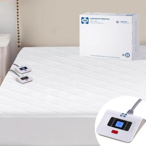 Sealy 3M Scotchgard Heated Mattress Pad | Quilted Cotton Electric Bed Warmer with 10 Heat Setting Dual Controller | 1-12 Hours Auto Shut Off | 17″ Deep All Around Elastic Pocket, Queen(Queen)