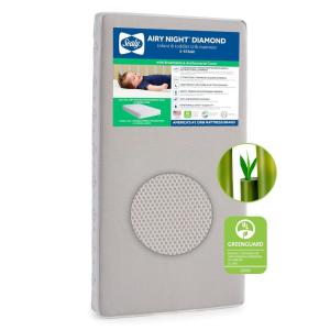 Sealy Baby Airy Night Diamond Breathable Crib Mattress, Made in USA, GREENGUARD GOLD Certified, Supportive & Sustainable Mesh Surface, 2 Stage, Toddler Bed Fit, Safety & Quality Tested, 52×28″(Airy Night)