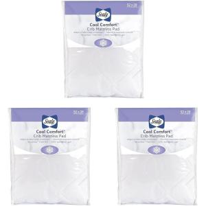 Sealy Baby Cool Comfort Cooling Breathable Waterproof Crib Mattress Protector Pad, Toddler Bed Cover, Infant and Newborn Durable Comfortable Topper, Machine Washable and Dryer Friendly, 52×28”- White(Crib (Pack of 3))