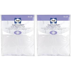 Sealy Baby Cool Comfort Cooling Breathable Waterproof Crib Mattress Protector Pad, Toddler Bed Cover, Infant and Newborn Durable Comfortable Topper, Machine Washable and Dryer Friendly, 52×28”- White(Crib (Pack of 2))