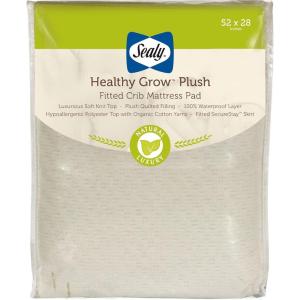 Sealy Baby Quilted Organic Cotton Top Breathable Fitted Waterproof Infant Crib Mattress Protector Pad and Toddler Bed Cover, Durable and Comfortable Topper, Machine Washable, 52” x 28”- Cream(Cream)