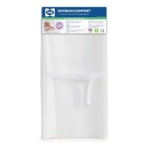 Sealy Baby Soybean Comfort Waterproof Diaper Changing Pad for Dresser or Table, Contoured 3-Sided, Wipeable Easy to Clean Surface & Durable Premium Foam, Made in USA, White, 32 x 16″(Contoured Changing Pad)