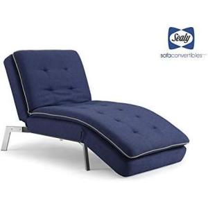 Sealy Harriet Transitional Convertible Chaise with Microfiber Upholstery in Blue