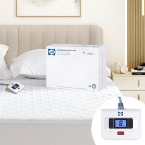 Sealy Heated Mattress Pad Queen Size, Luxury Quilted Electric Bed Warmer with Dual Controller 10 Heat Settings & Auto Off 1-12 Hours | Fit Up to 17″ Deep Pocket | ETL Certified | Machine Washable(Twin)
