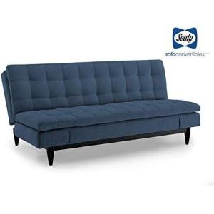 Sealy Montreal Transitional Convertible Sofa with Microfiber Upholstery in Blue