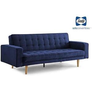 Sealy Tilbury Contemporary Convertible Sofa with Microfiber Upholstery in Blue