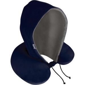Sealy Travel Pillow – Airplane Neck Pillow with Hood, Travel Neck Pillow for Airplanes, Memory Foam Travel Pillow, Premium Support Travel Pillows for Long Flights(Navy)