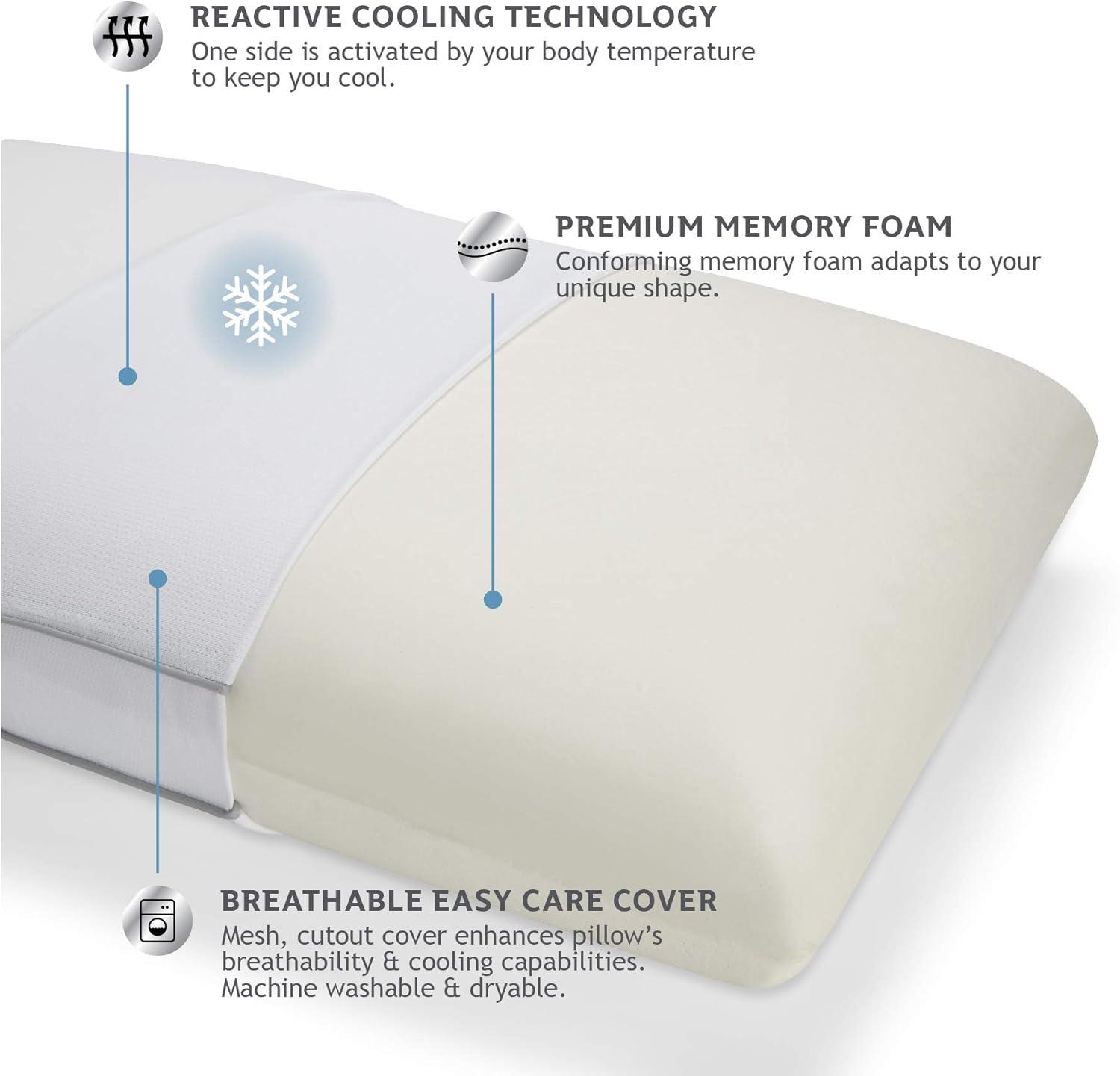 image:imageSealy Essentials Cool amp Comfort Reversible Cooling Pillow Memory Foam StandardQueen White1 PACK Queen