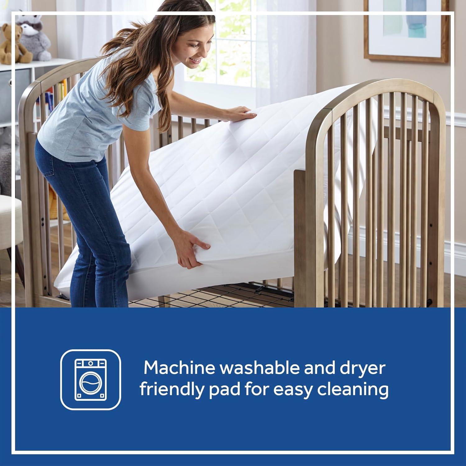 image:imageSealy Baby Naturals Cotton Fitted Ultra Absorbent Infant Crib Mattress Protector Pad and Toddler Bed Cover Durable and Comfortable Topper Machine Washable and Dryer Friendly 52 x 28 WhiteCrib Pack of 2