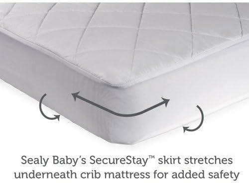 image:imageSealy Baby Naturals Cotton Fitted Ultra Absorbent Infant Crib Mattress Protector Pad and Toddler Bed Cover Durable and Comfortable Topper Machine Washable and Dryer Friendly 52 x 28 WhiteCrib Pack of 2