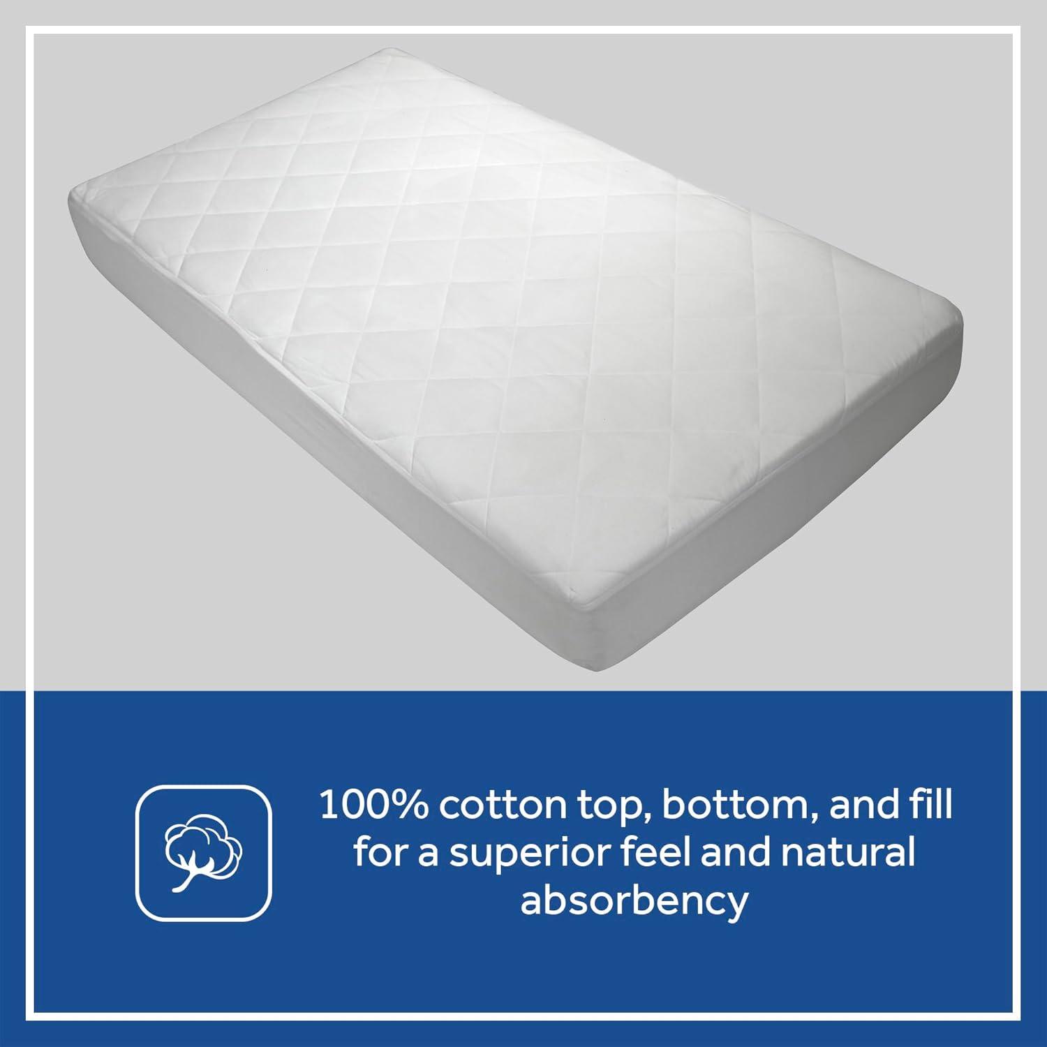 image:imageSealy Baby Naturals Cotton Fitted Ultra Absorbent Infant Crib Mattress Protector Pad and Toddler Bed Cover Durable and Comfortable Topper Machine Washable and Dryer Friendly 52 x 28 WhiteCrib Pack of 1