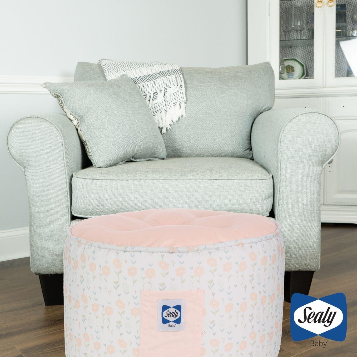 image:imageSEALY BABY Pouf Kids Toddler Ottoman Comfy Lightweight and Stylish Seating for Your Little One Coral amp BlossomsCoral Blossoms