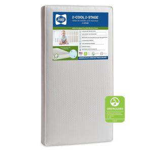 Sealy Baby 2 Cool 2 Stage Breathable Crib Mattress GREENGUARD Gold Certified, Made in USA, Premium Extra Firm Cooling Foam, Toddler Bed Fit, Non Toxic, Safety & Quality Tested, 52×28″(Mattress)