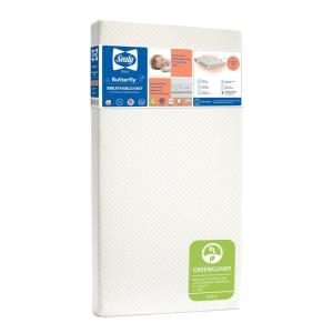 Sealy Baby Butterfly Crib Mattress plus Toddler Bed Fit, Premium American Foam, Washable Easy to Clean Zip Off Cover, GREENGUARD Gold Certified, Safety & Quality Tested, Made in USA, 52″X28″(Brushed Zip Knit)
