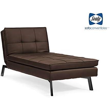 image:imageSealy Brooklyn Transitional Convertible Faux Leather Chaise in Aspen Slate