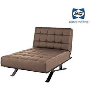 Sealy Carmen Transitional Faux Leather Convertible Chaise in Aspen Slate