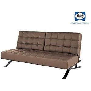 Sealy Carmen Transitional Faux Leather Convertible Sofa in Aspen Slate