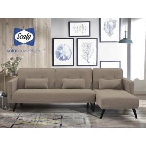 Sealy Jenna Modern Convertible Sectional in Pecan