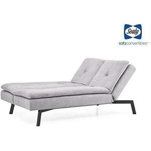 Sealy Savannah Transitional Convertible Chaise Sofa in Gray